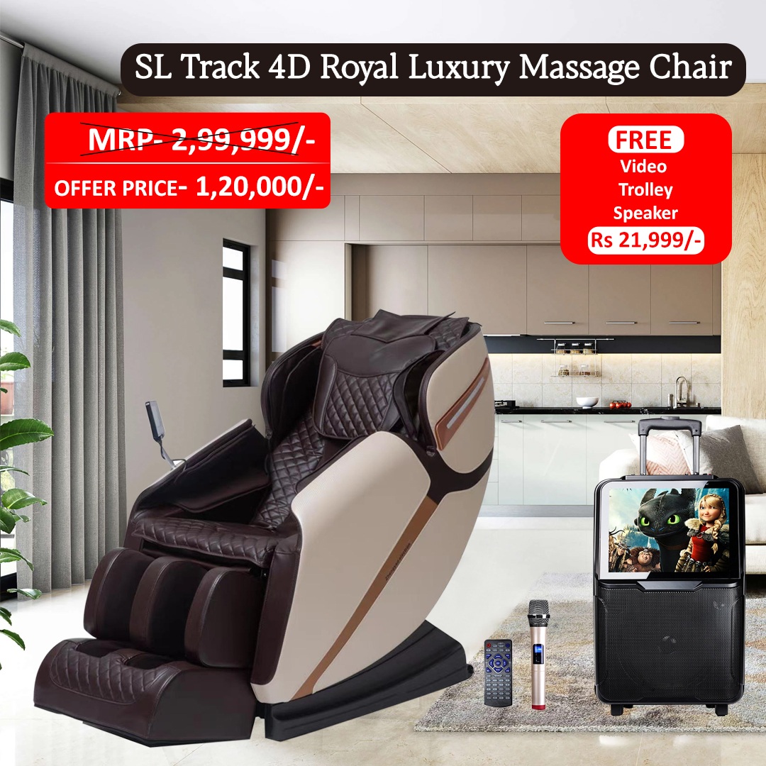 GetFitPro 4D SL TRACK Luxury Masssage Chair with free Led TV & Trolley Speaker