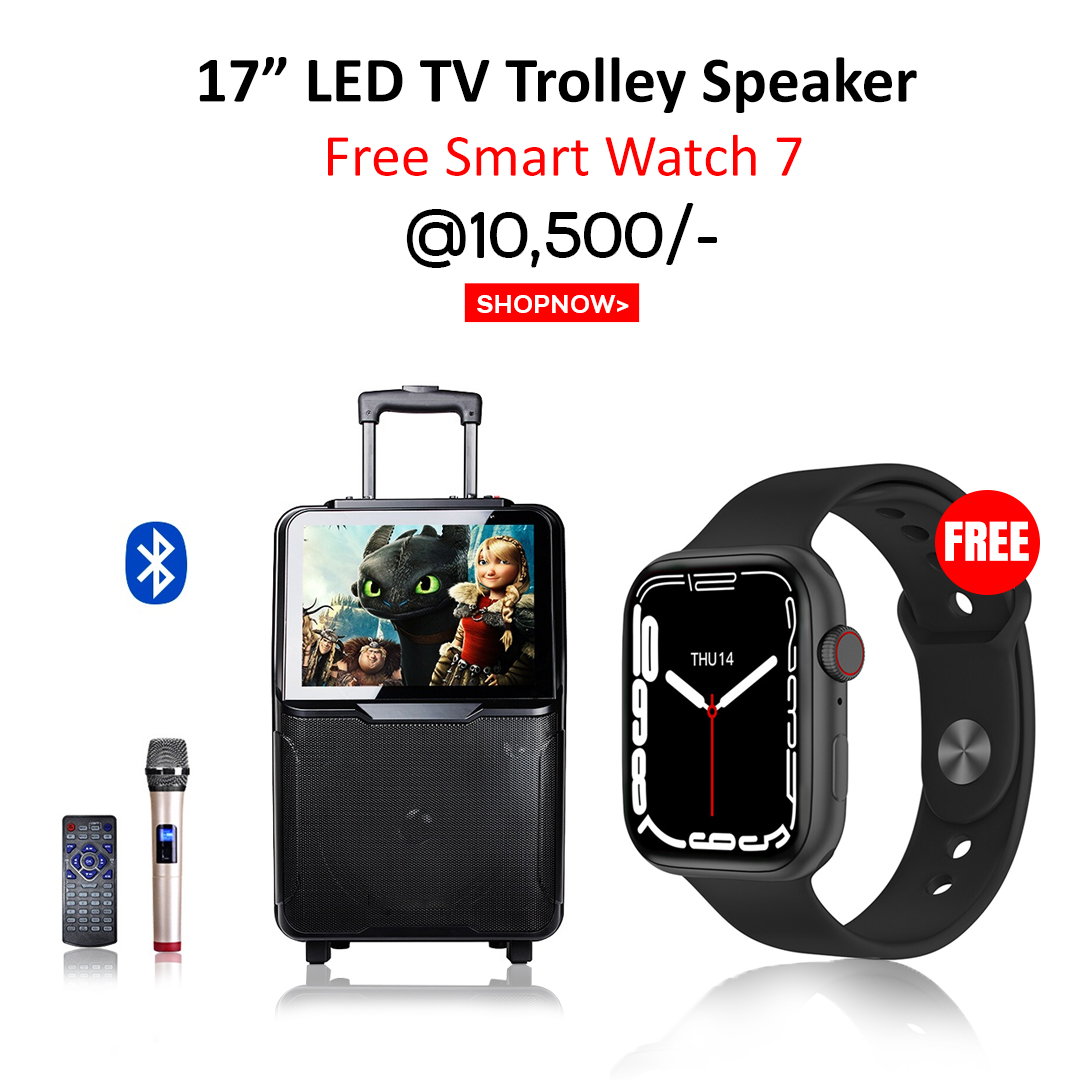 Luxury Led TV Trolley Speaker Big Size with free Smart Watch 7 Series Warranty 1 Year